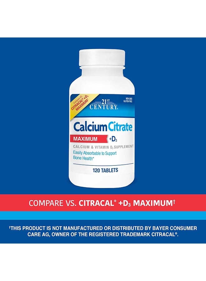 21st Century Calcium Citrate Maximum + D3 Dietary Supplement - 120 Capsules - Image 5